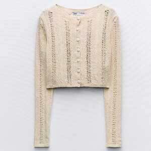 Zara Cream Button-Up Cardigan